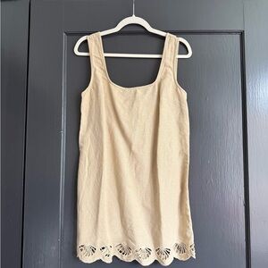 Onia Light Tan Shift Dress with Scalloped Detail